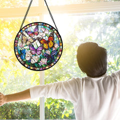 DASTOLL Colorful Butterfly Suncatcher hanging in a window