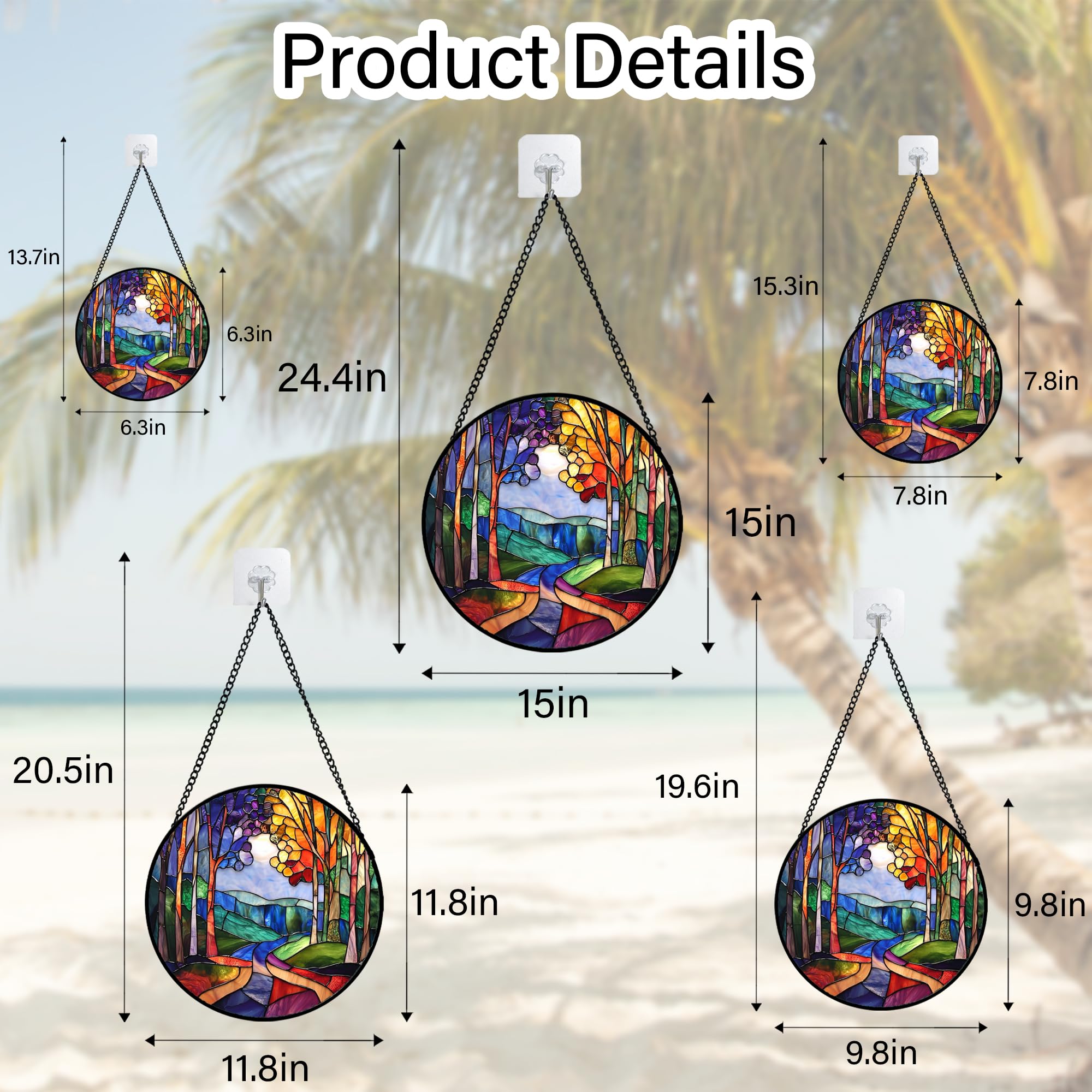 DASTOLL Colorful Forest Tree Suncatcher in natural light