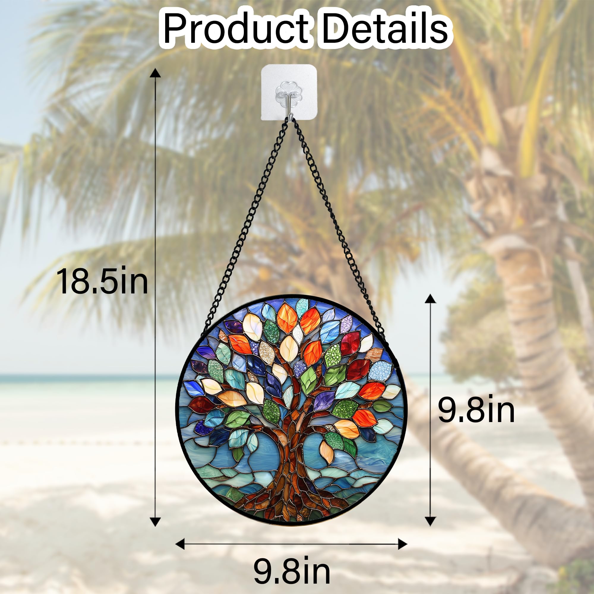 DASTOLL Colorful Tree of Life Suncatcher displayed in a window
