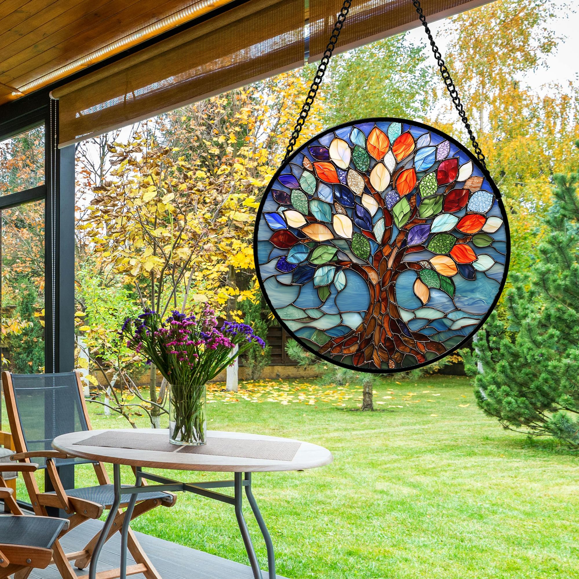 DASTOLL Colorful Tree of Life Suncatcher with included hook and cord