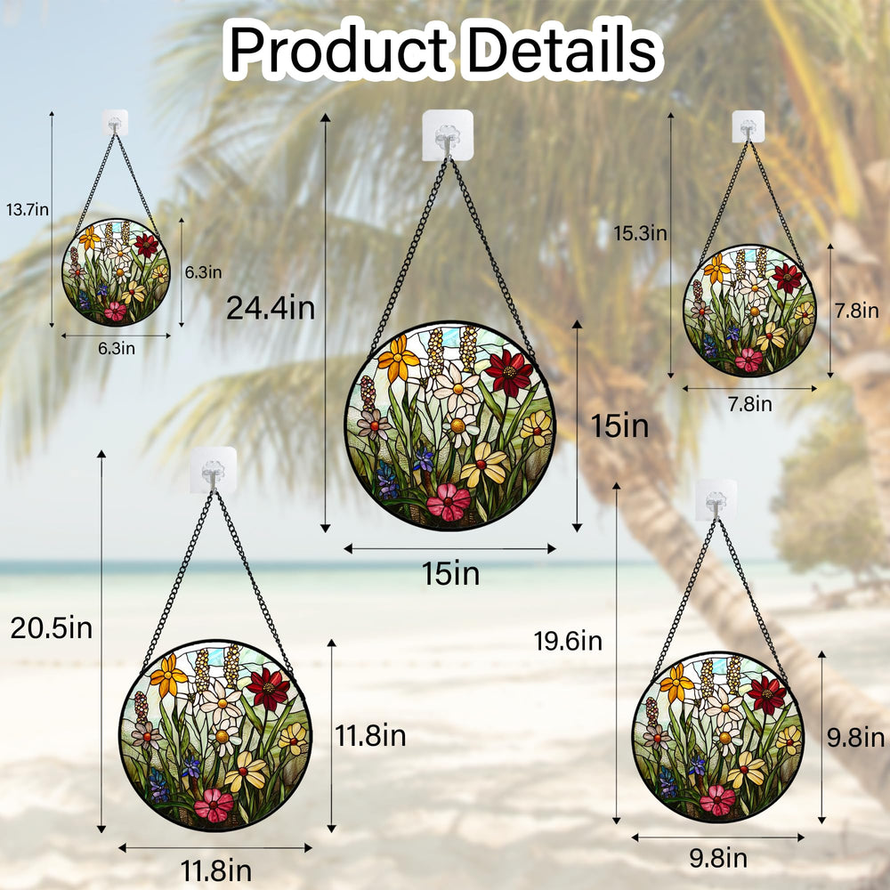 DASTOLL Colorful Wildflowers Stained Glass Suncatcher packaging