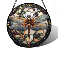 DASTOLL Dragonfly Stained Glass Suncatcher front view