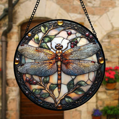 DASTOLL Dragonfly Stained Glass Suncatcher with sunlight