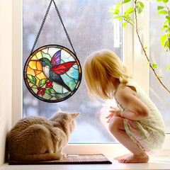 DASTOLL Hummingbird Stained Glass Suncatcher side view
