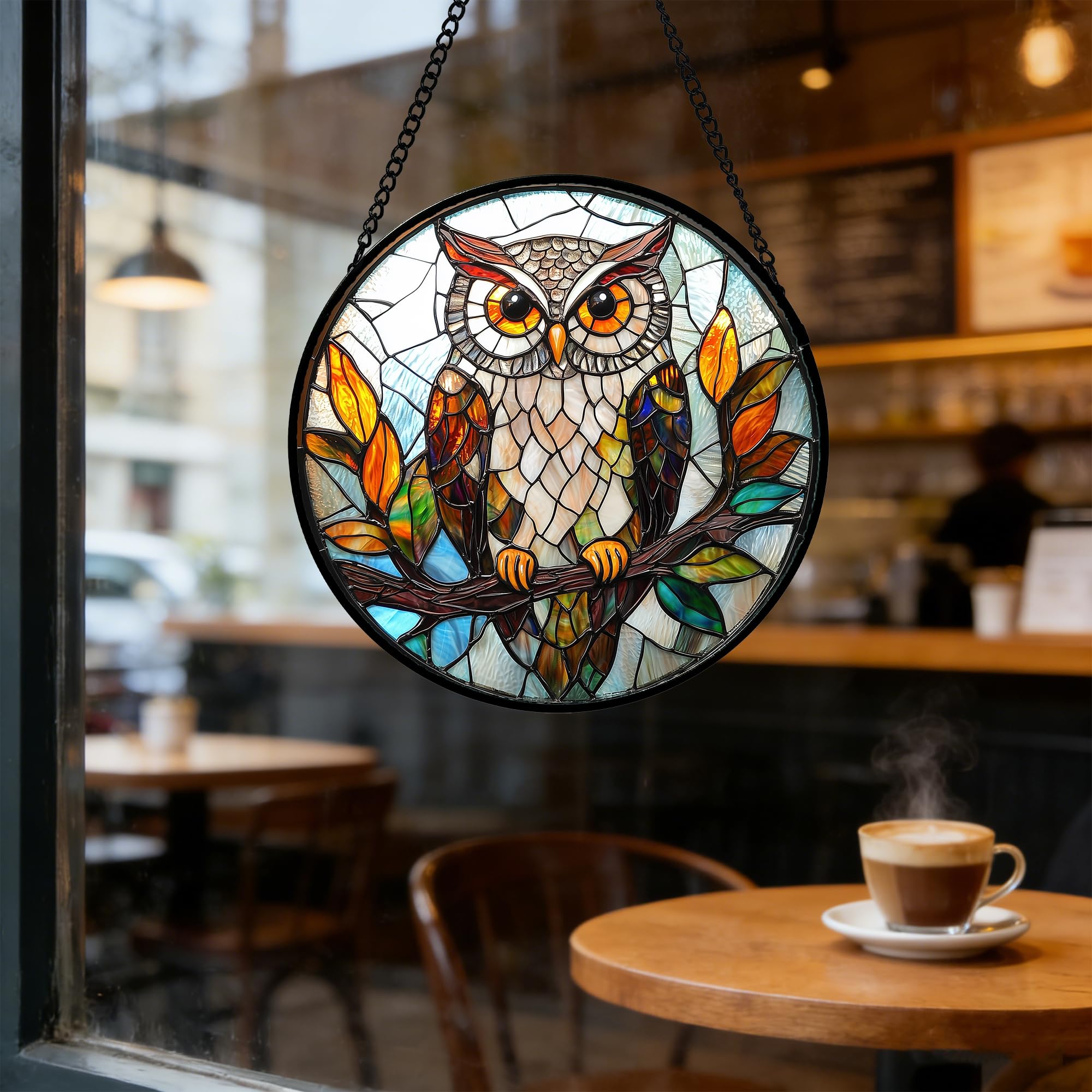 DASTOLL Owl suncatcher being held outdoors