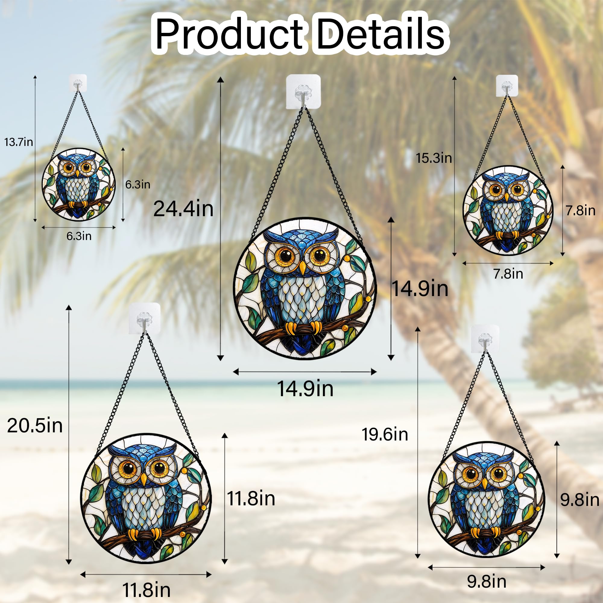 DASTOLL stained glass owl suncatcher packaging