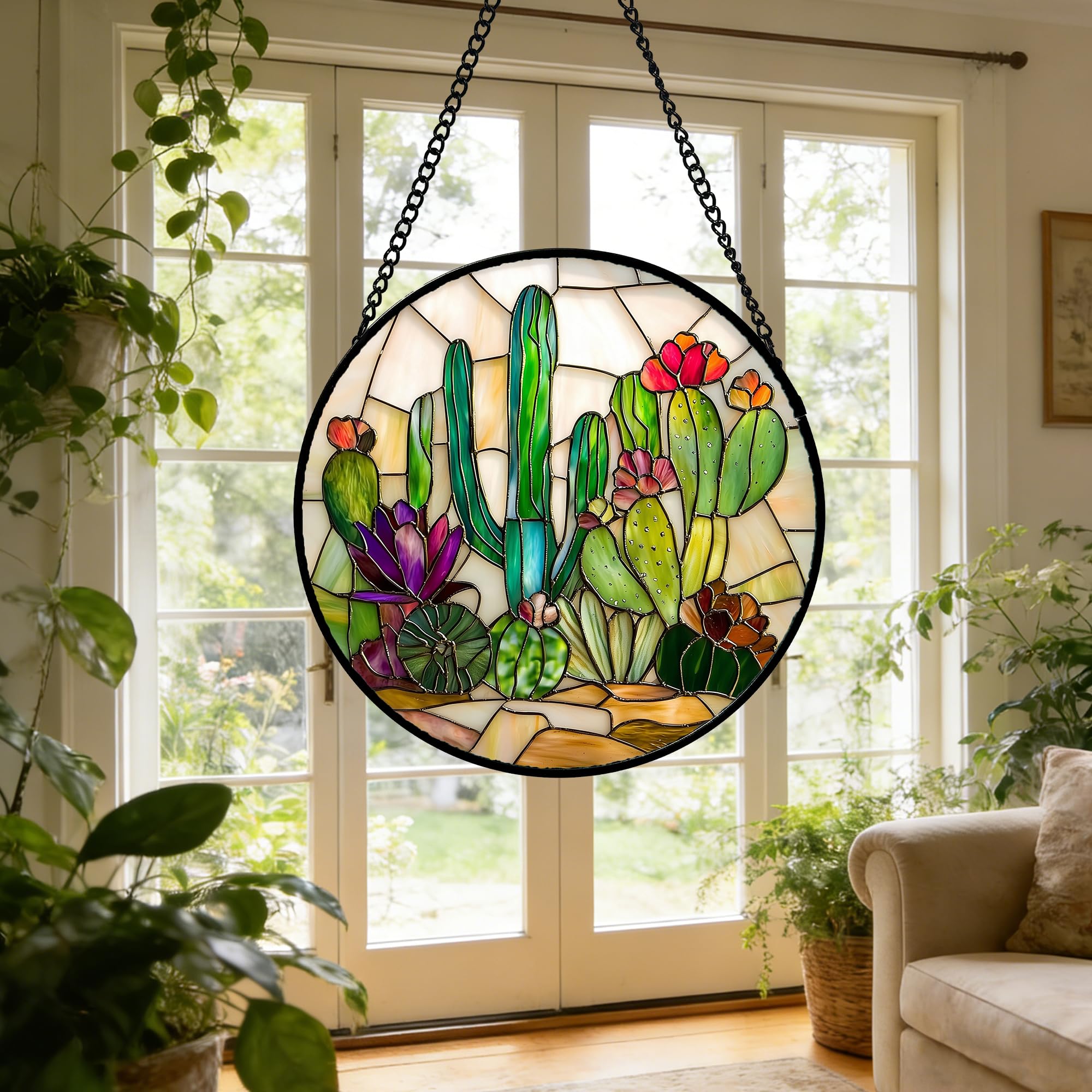 DASTOLL Stained Glass Suncatcher displayed on a wall