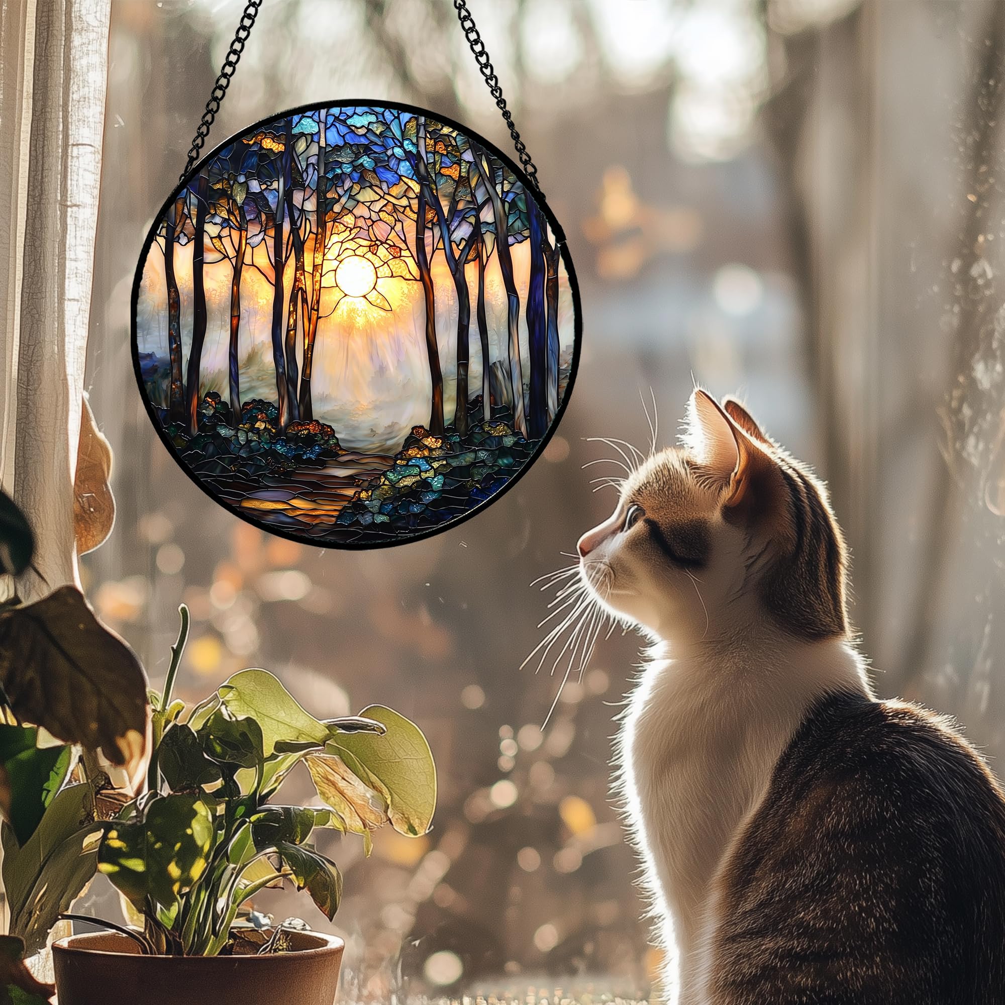 DASTOLL Stained Glass Suncatcher displayed on window