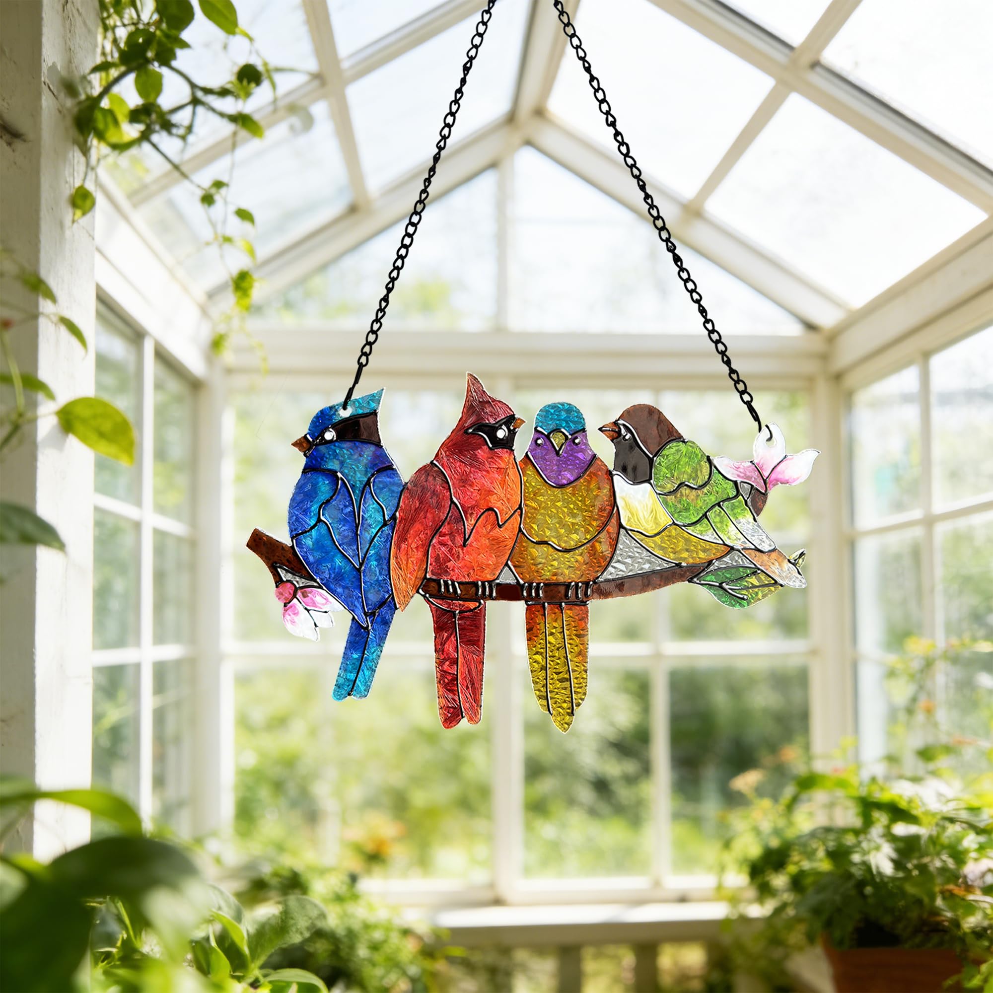 DASTOLL Stained Glass Suncatcher displayed outdoors
