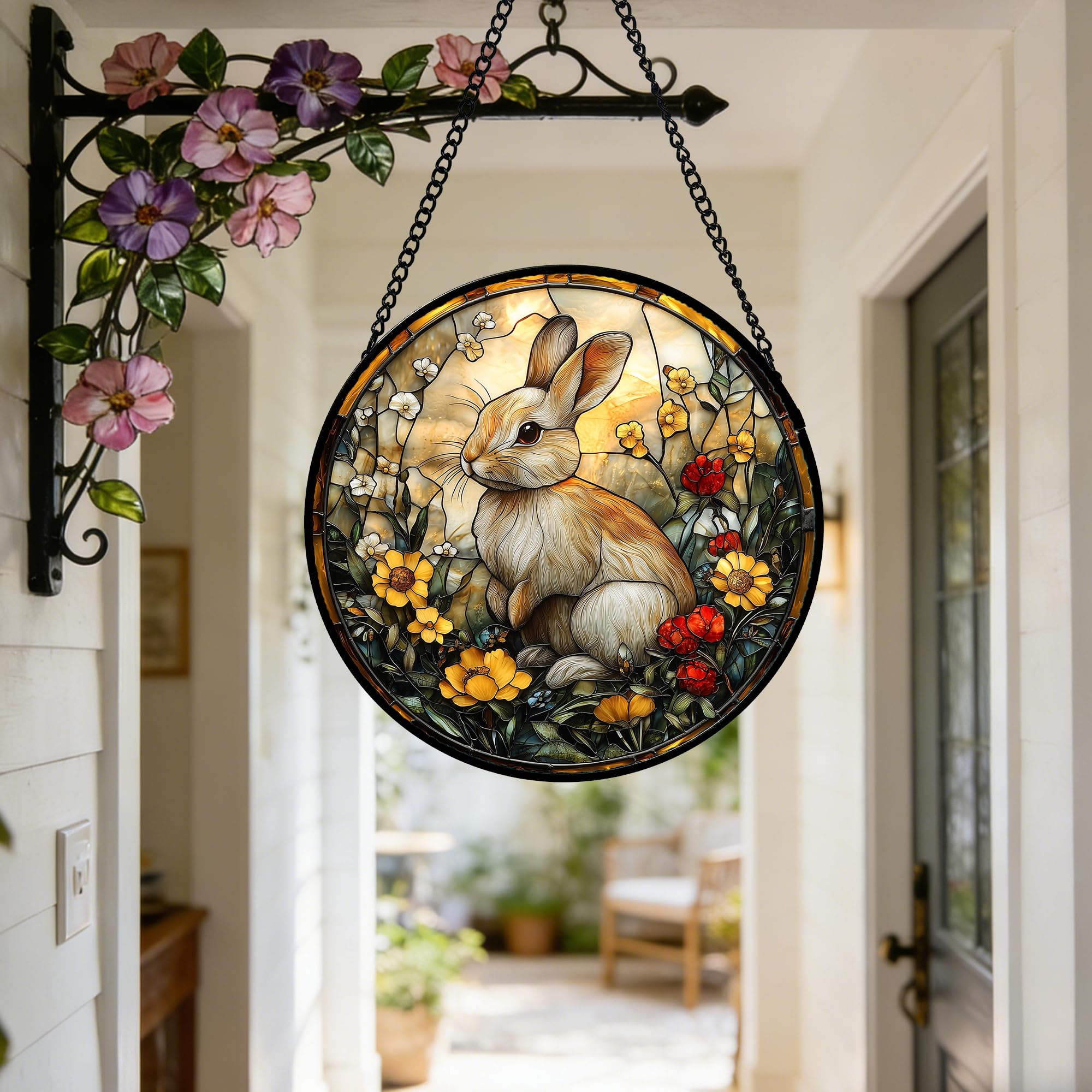 DASTOLL Stained Glass Suncatcher displayed outdoors