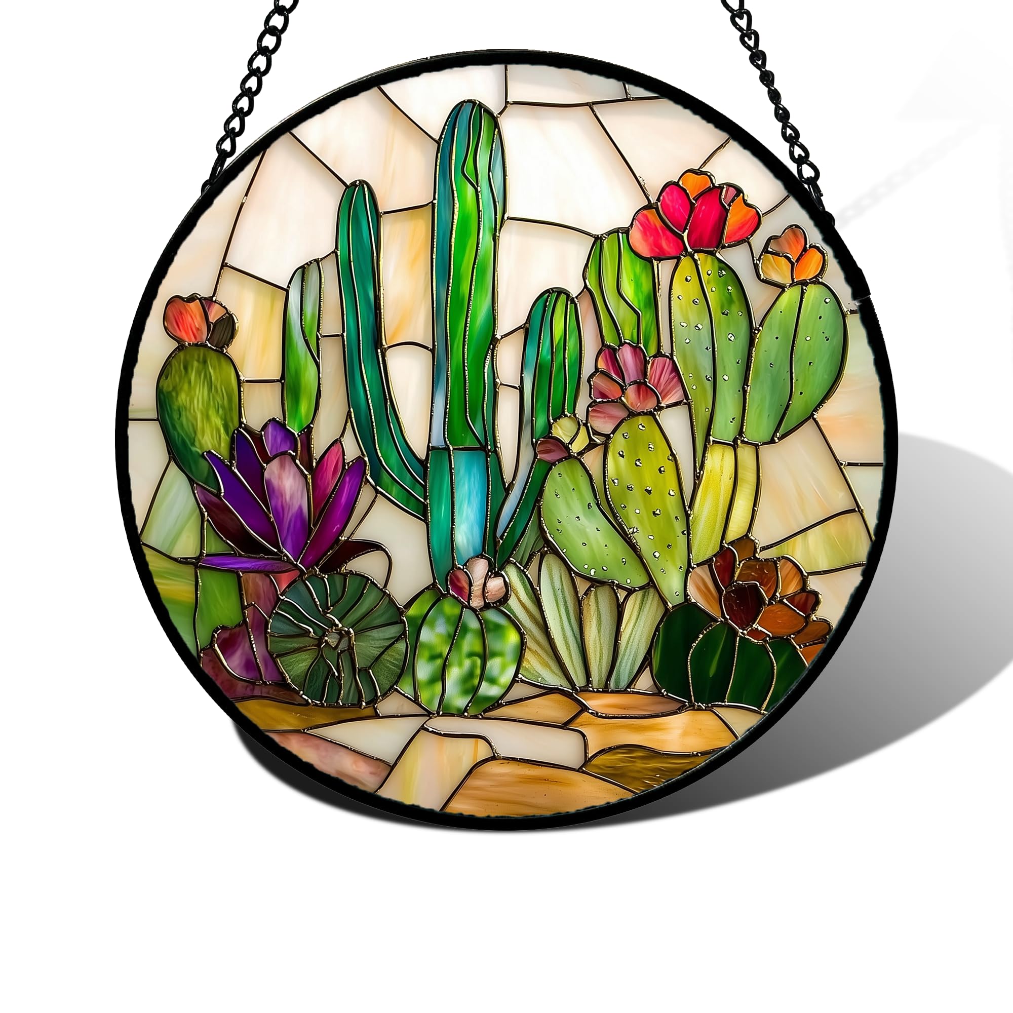 DASTOLL Stained Glass Suncatcher front view in green