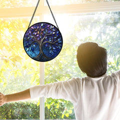 DASTOLL stained glass suncatcher hanging by metal chain