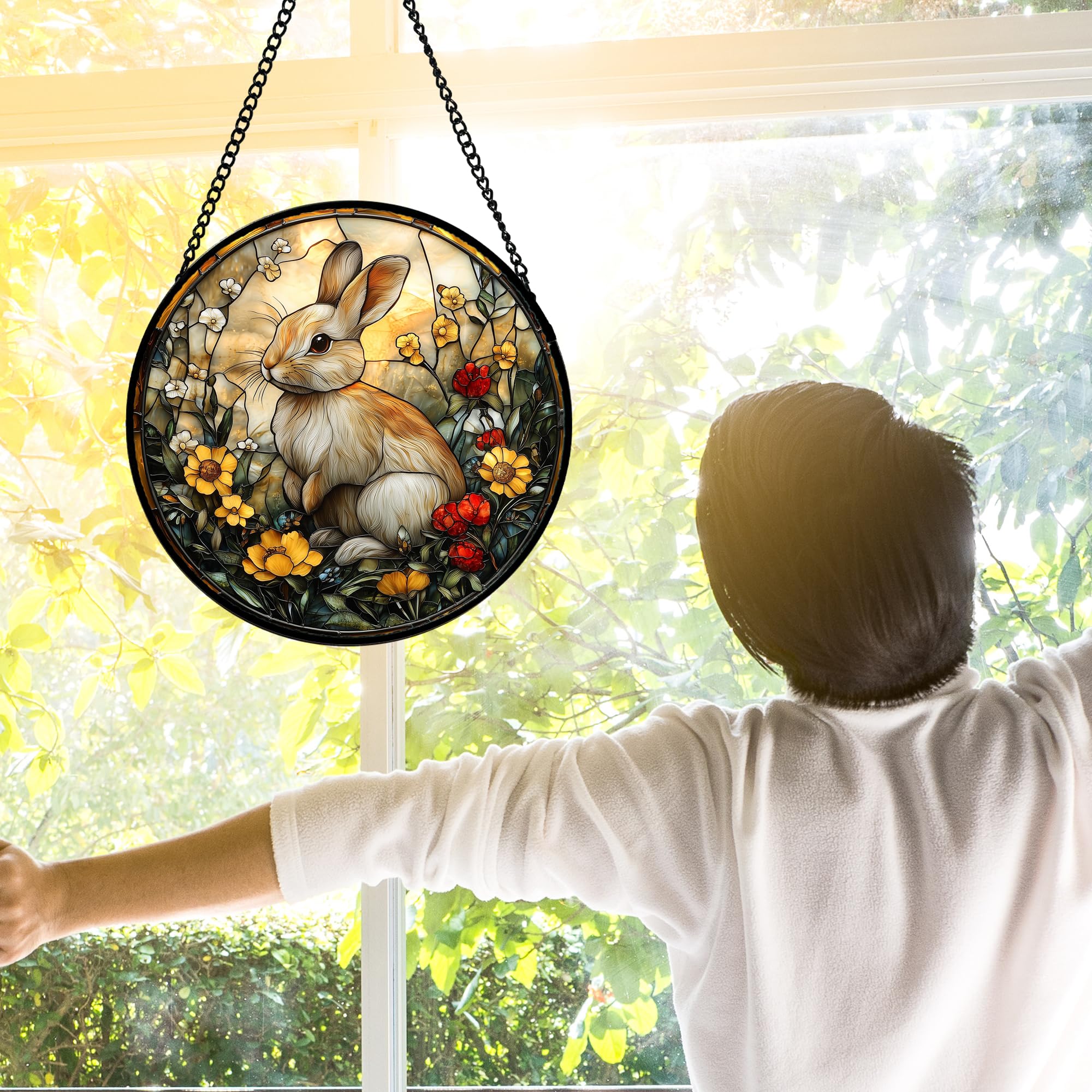 DASTOLL Stained Glass Suncatcher hanging in a window