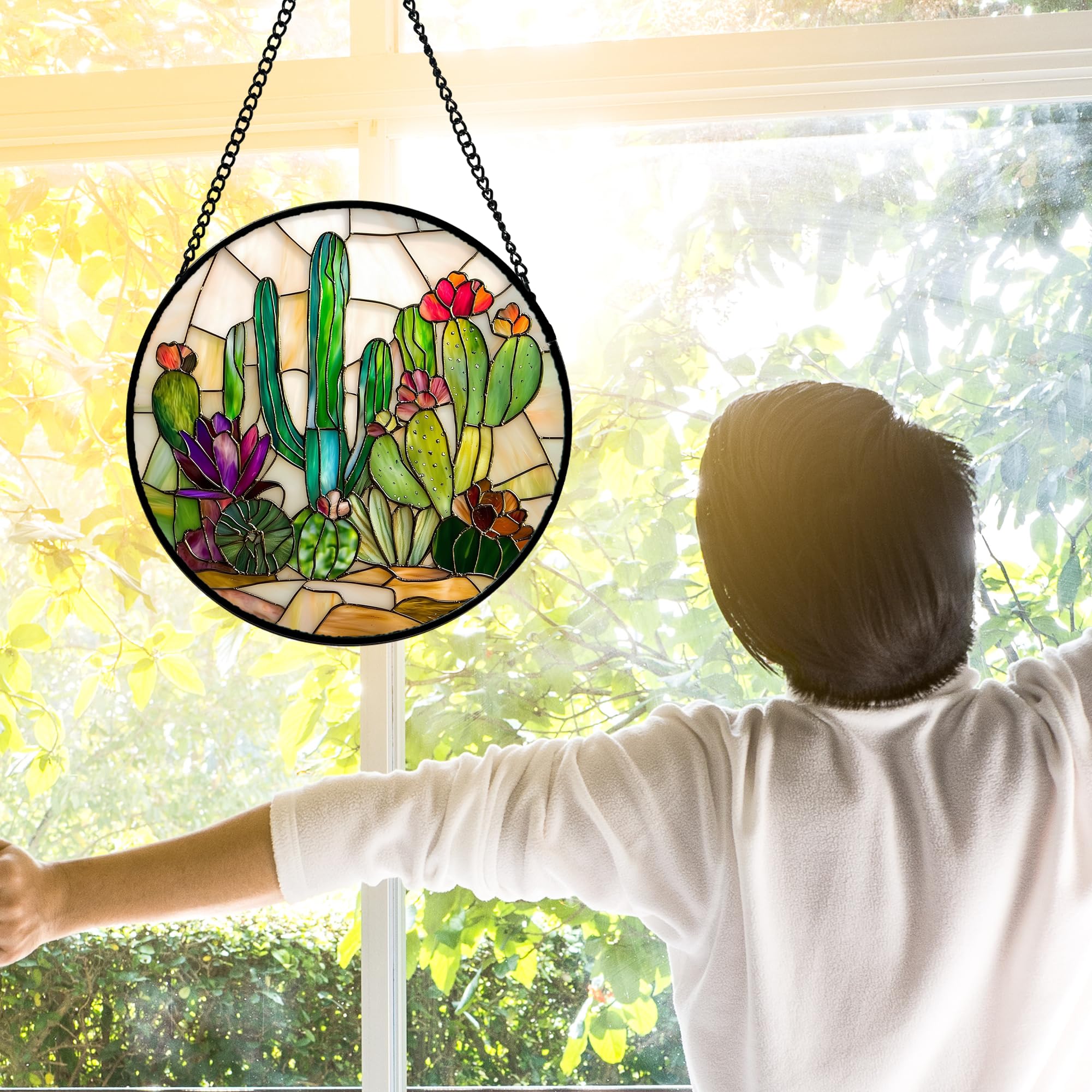 DASTOLL Stained Glass Suncatcher hanging in a window