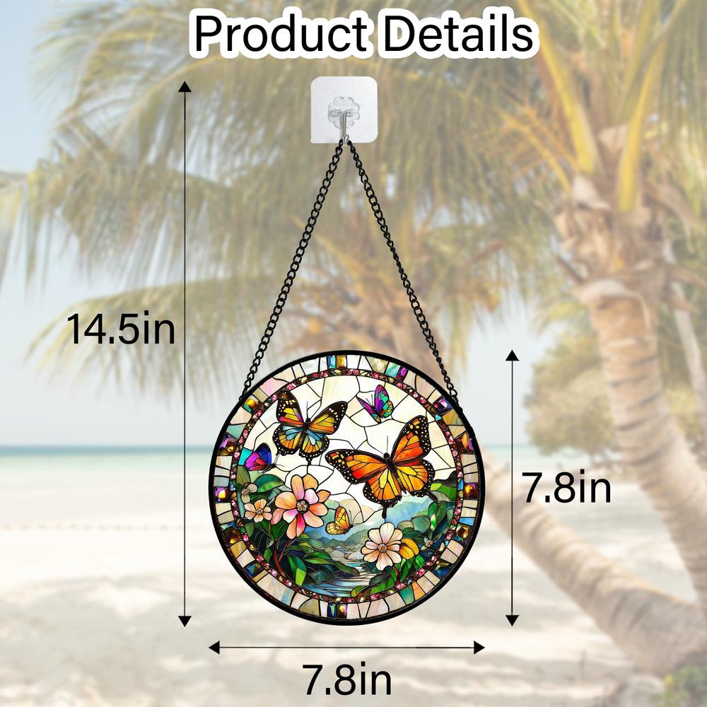 DASTOLL stained glass suncatcher in a garden setting