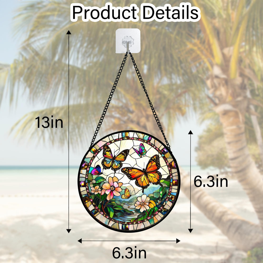 DASTOLL stained glass suncatcher in outdoor setting