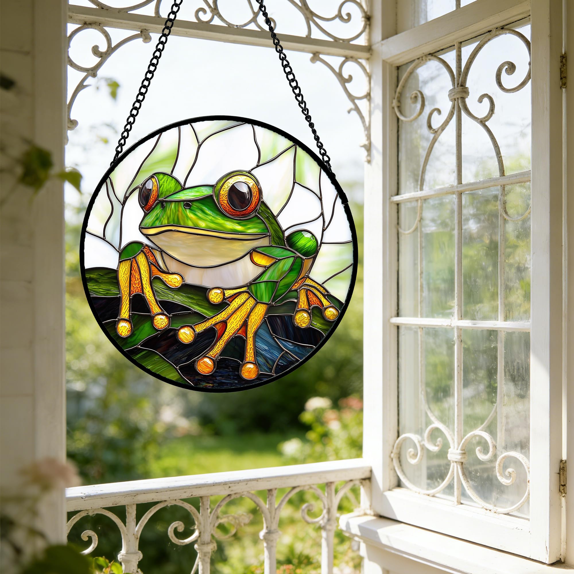 DASTOLL stained glass suncatcher in packaging with included accessories
