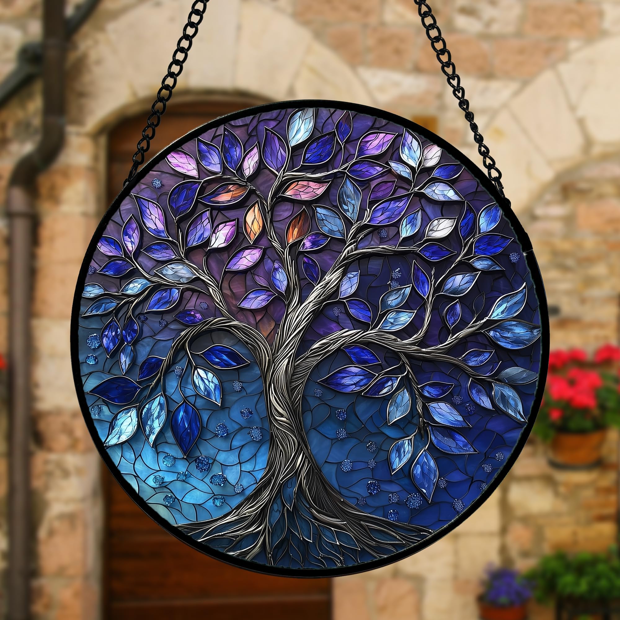DASTOLL stained glass suncatcher packaging with hook and string
