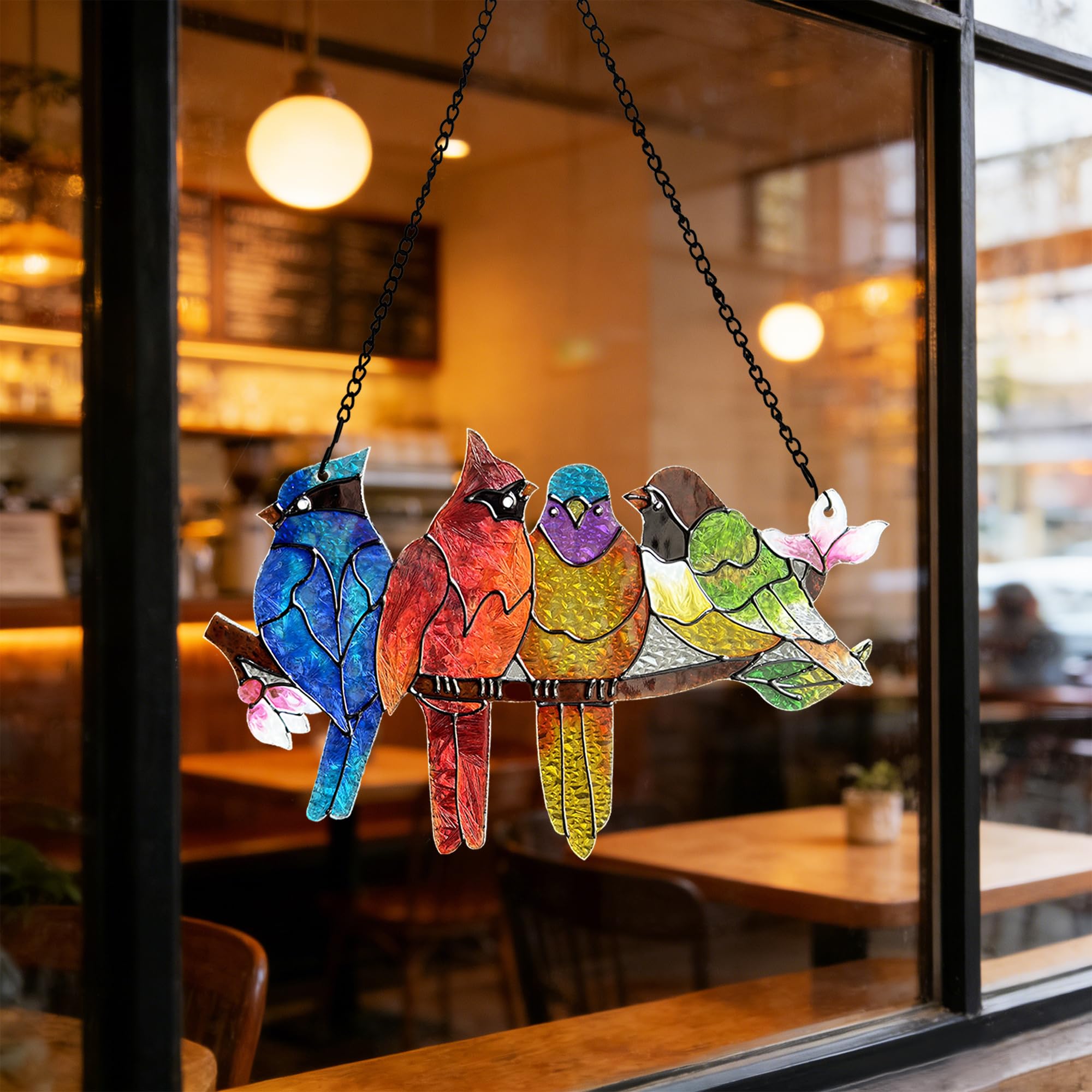 DASTOLL Stained Glass Suncatcher showing double-sided light transmission