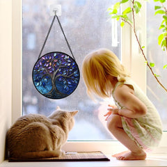 DASTOLL stained glass suncatcher side view showing vibrant colors