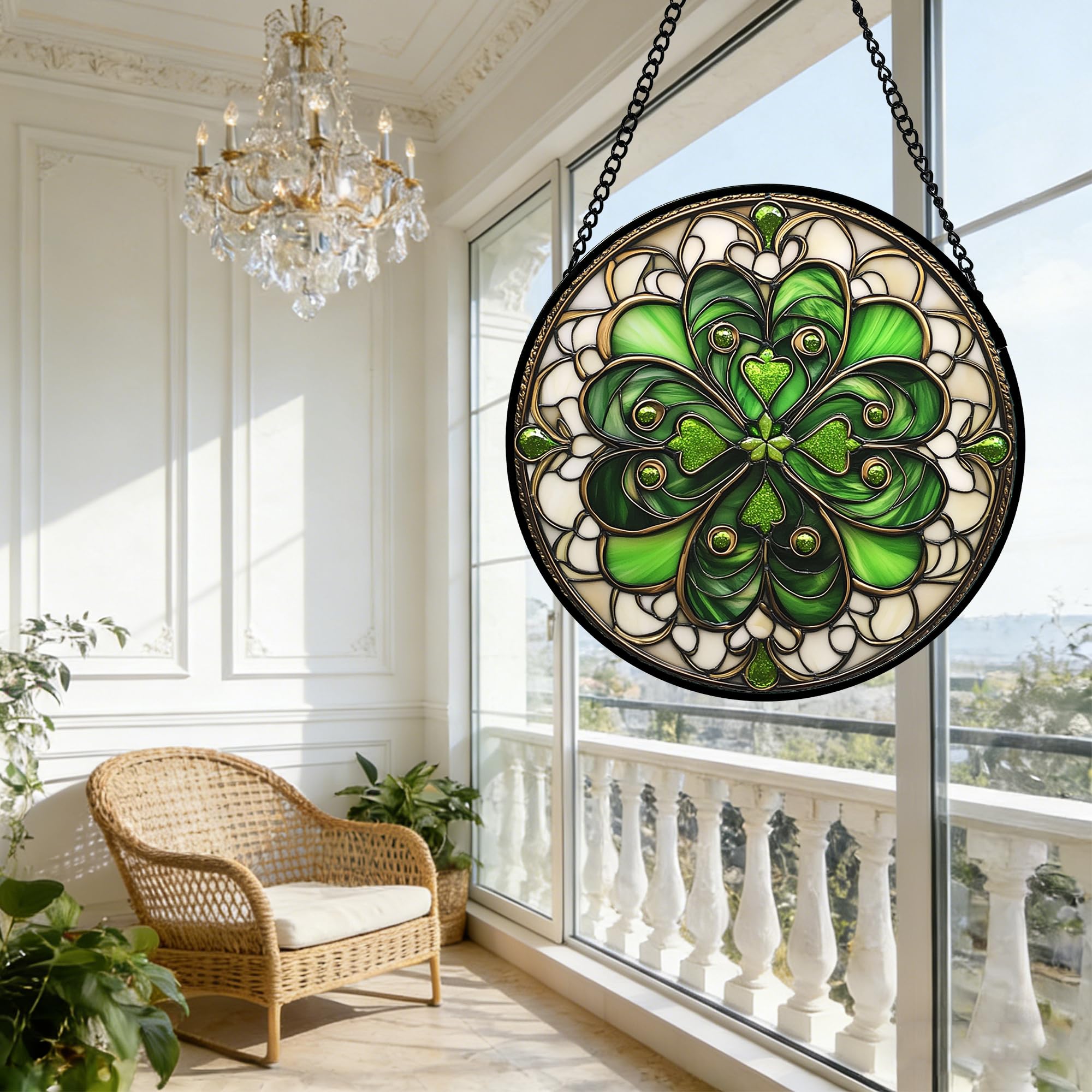 DASTOLL stained glass suncatcher with hook for hanging