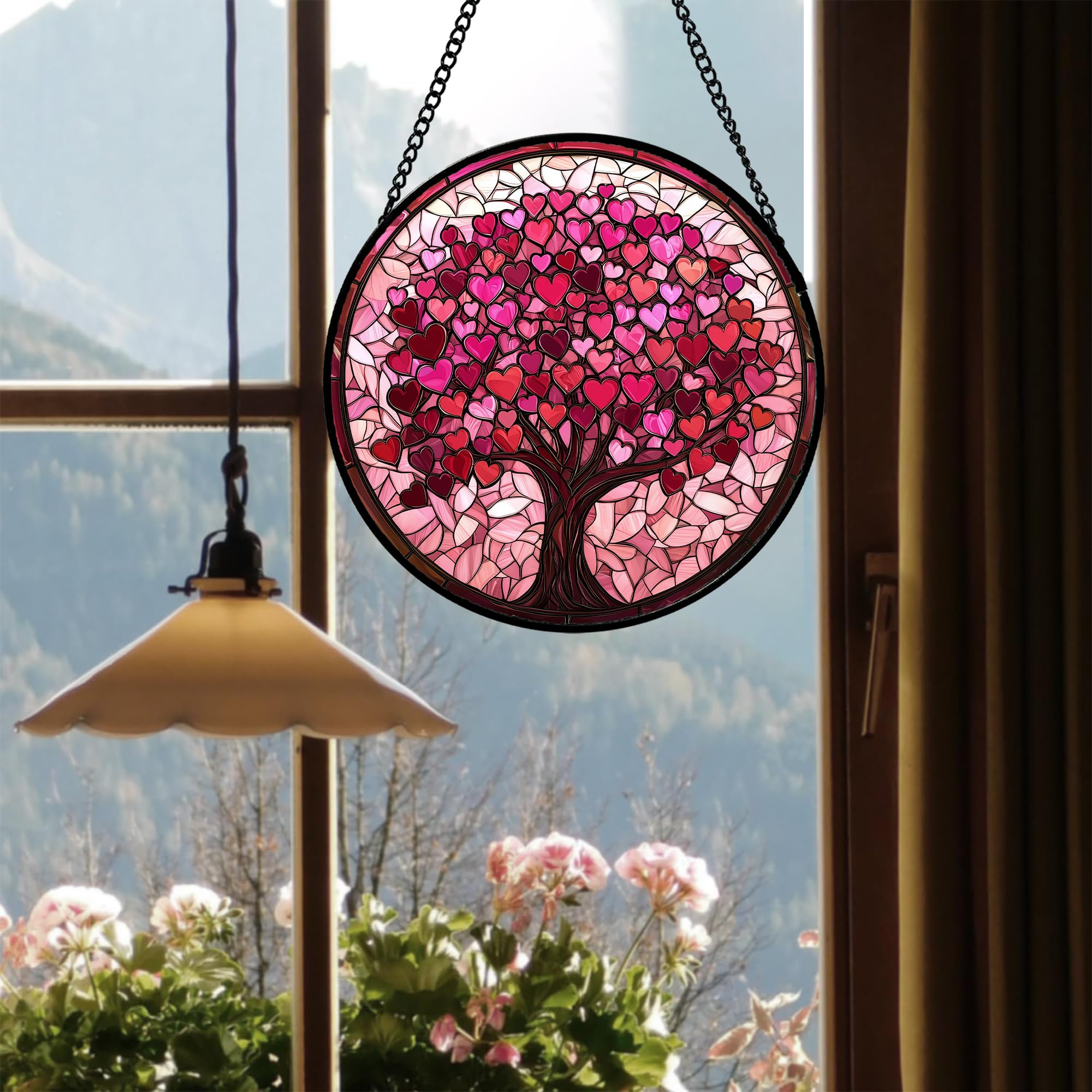 DASTOLL stained glass suncatcher with metal chain