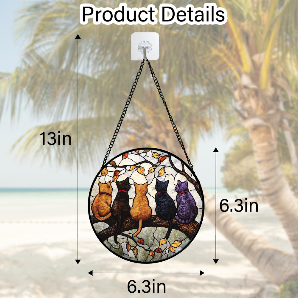 DASTOLL stained glass suncatcher with metal chain and hook