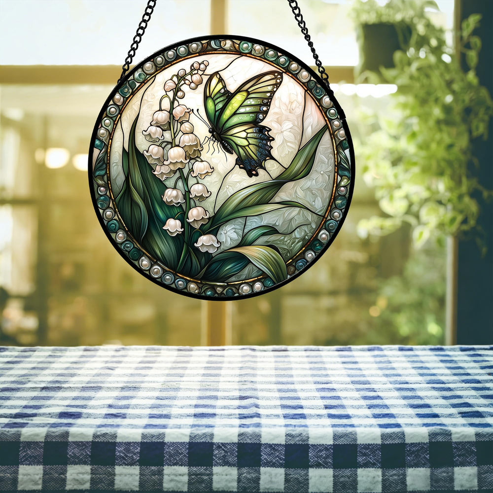 DASTOLL Stained Glass Suncatcher with metal chain and hook