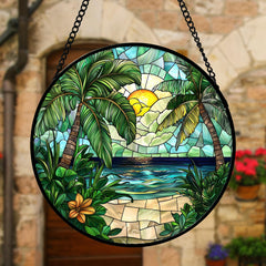 DASTOLL stained glass suncatcher with vibrant patterns