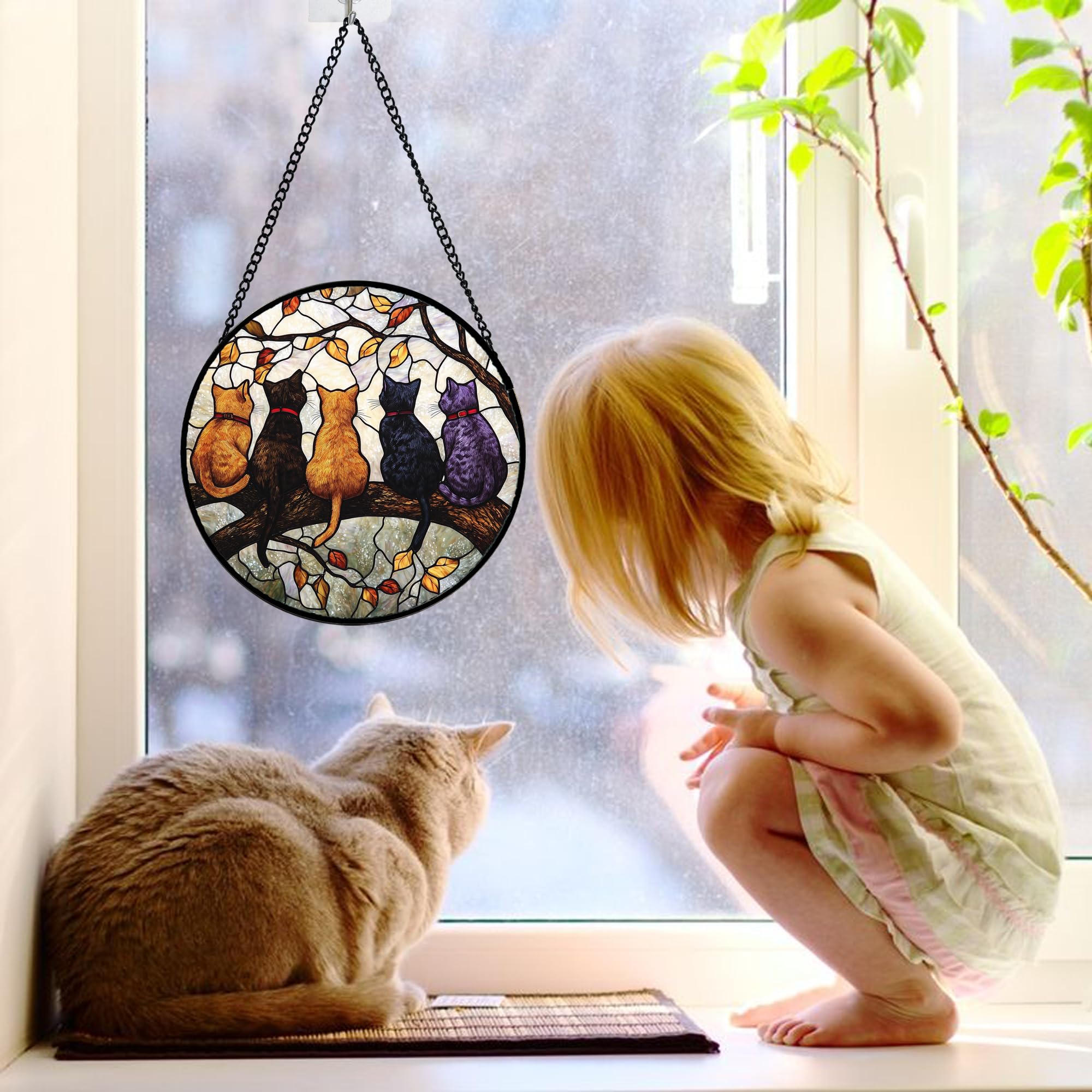 DASTOLL stained glass window hanging suncatcher displayed indoors