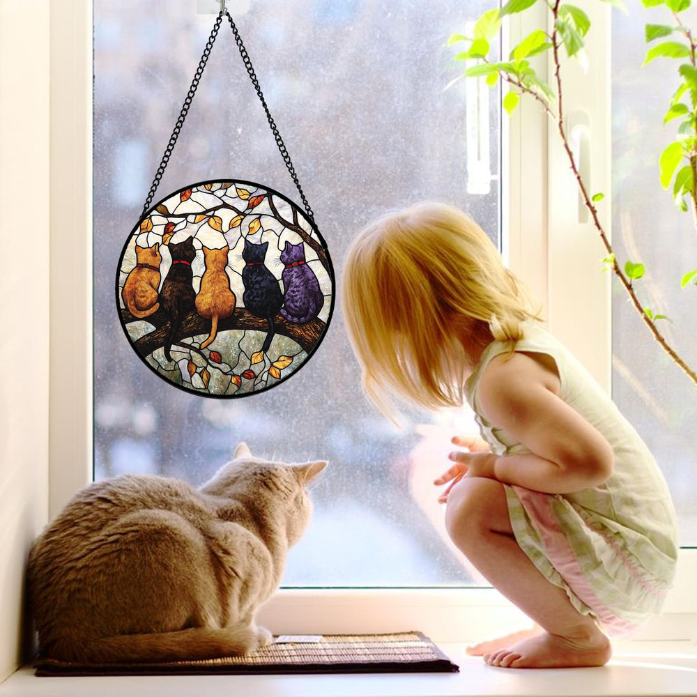 DASTOLL stained glass window hanging suncatcher displayed indoors