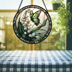 DASTOLL stained glass window hanging with included hook and string