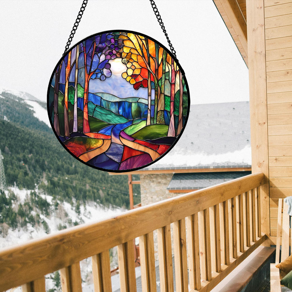 DASTOLL stained glass window hanging with metal chain