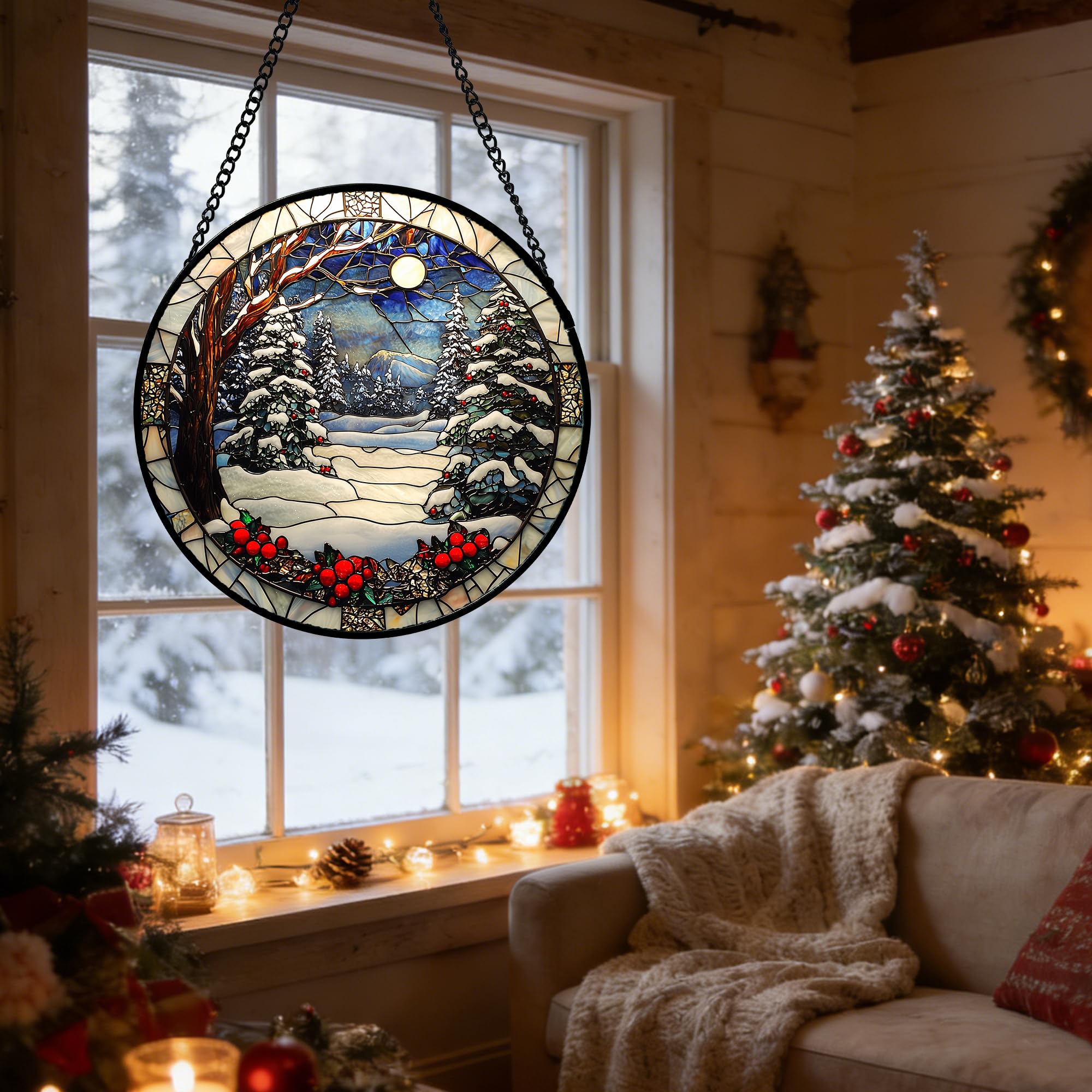 DASTOLL Stained Glass Window Suncatcher in a sunny window