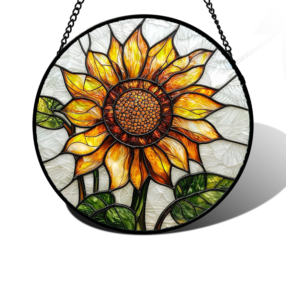 DASTOLL Sunflower Stained Glass Suncatcher front view