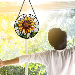 DASTOLL Sunflower Stained Glass Suncatcher with natural light