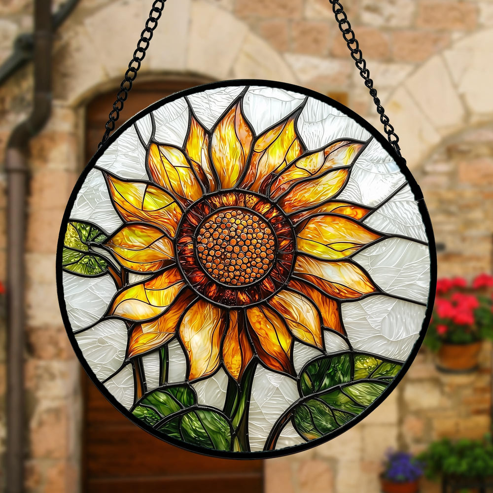 DASTOLL Sunflower Suncatcher with metal chain