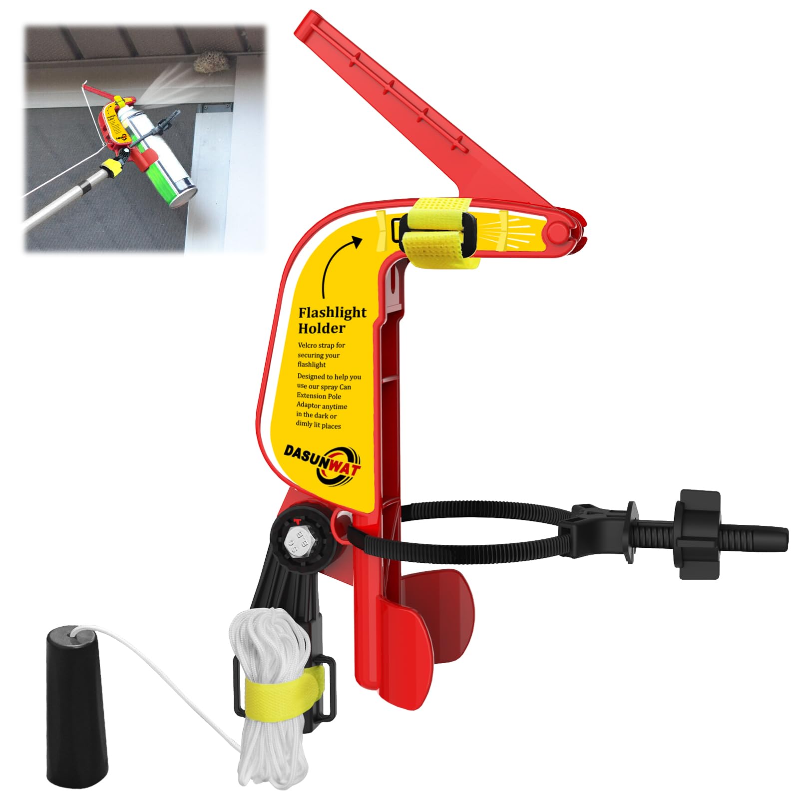 Dasunwat Spray Can Extension Pole Adapter front view in red