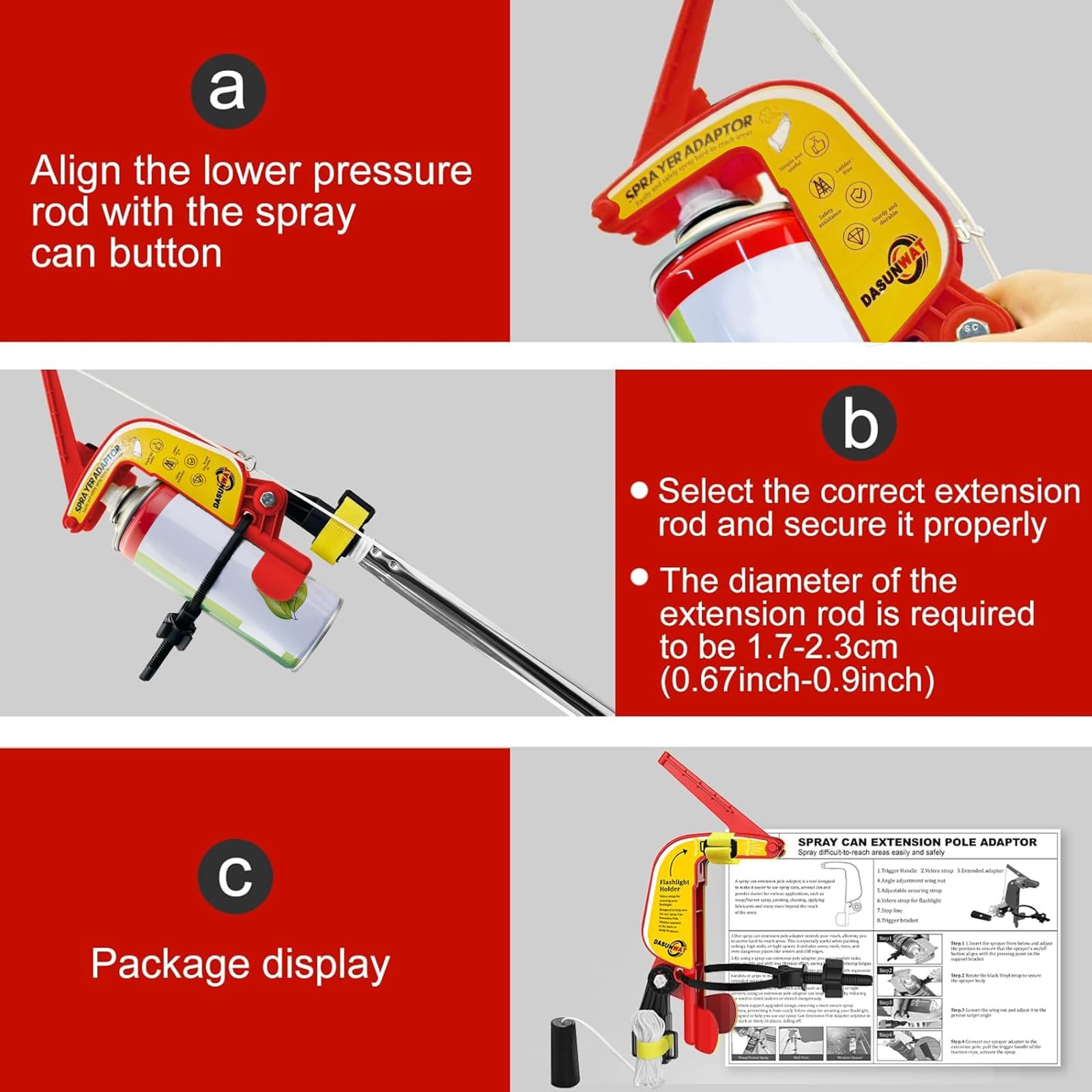 Dasunwat Spray Can Extension Pole Adapter installation guide