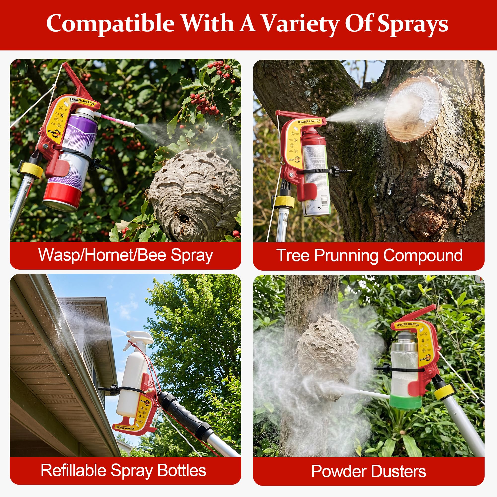Dasunwat Spray Can Extension Pole Adapter with spray can attached