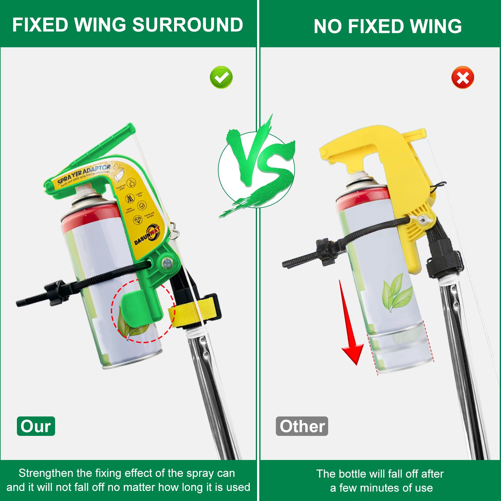 Dasunwat Spray Can Extension Pole Adaptor with flashlight attachment