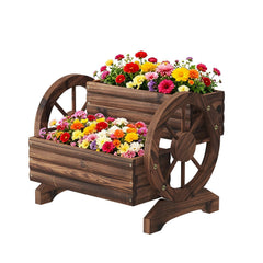 Dawnyard Wooden Wagon Planter showcasing the carbonized finish