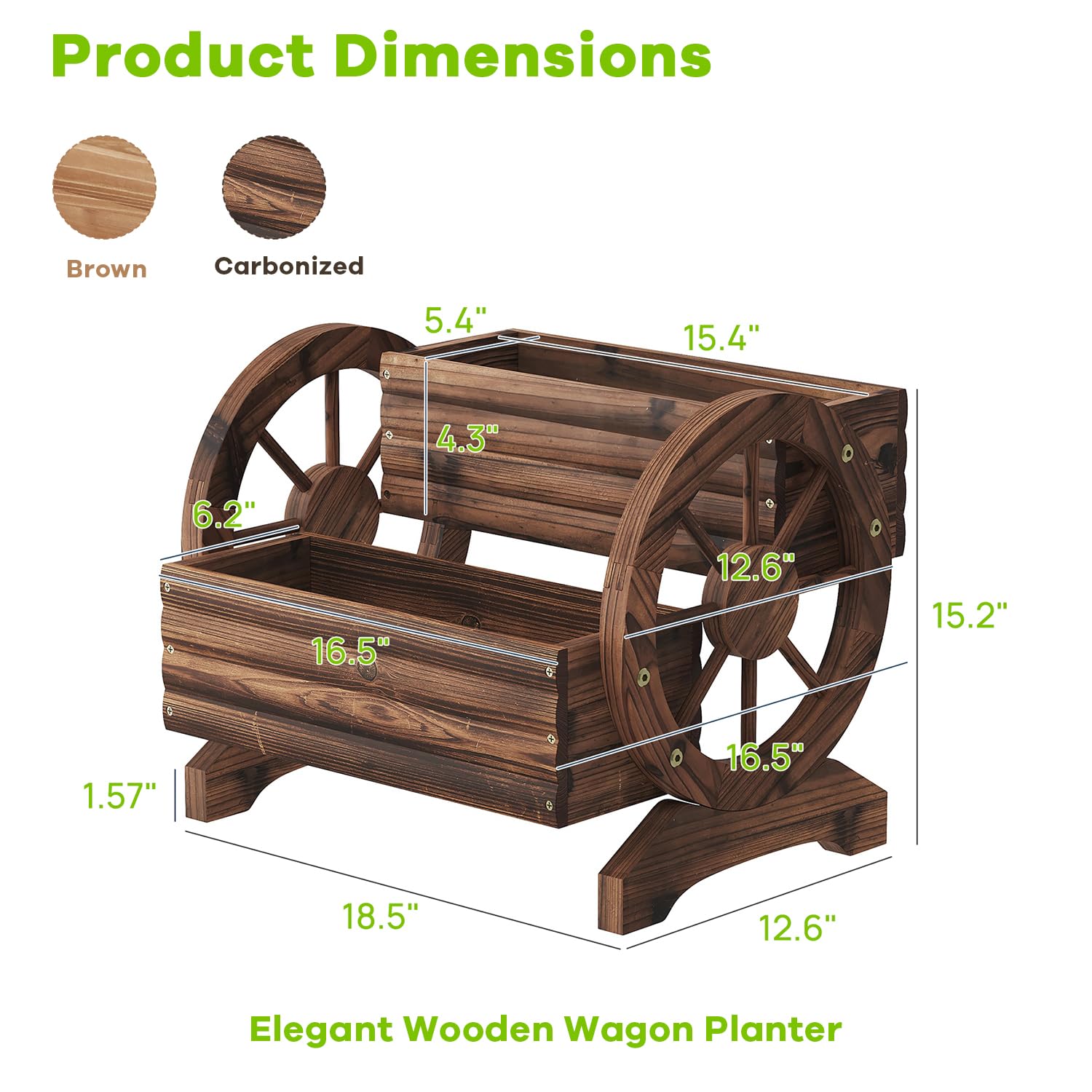 Dawnyard Wooden Wagon Planter with succulents and herbs