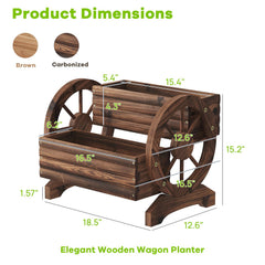 Dawnyard Wooden Wagon Planter with succulents and herbs