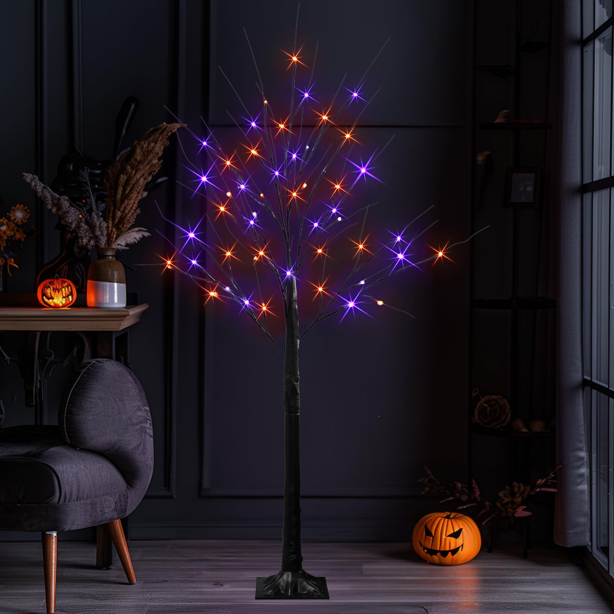Dazzle Bright 4FT Halloween lighted birch tree packaging
