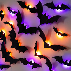 Dazzle Bright Halloween Bats Stickers with LED lights, purple and orange lights included