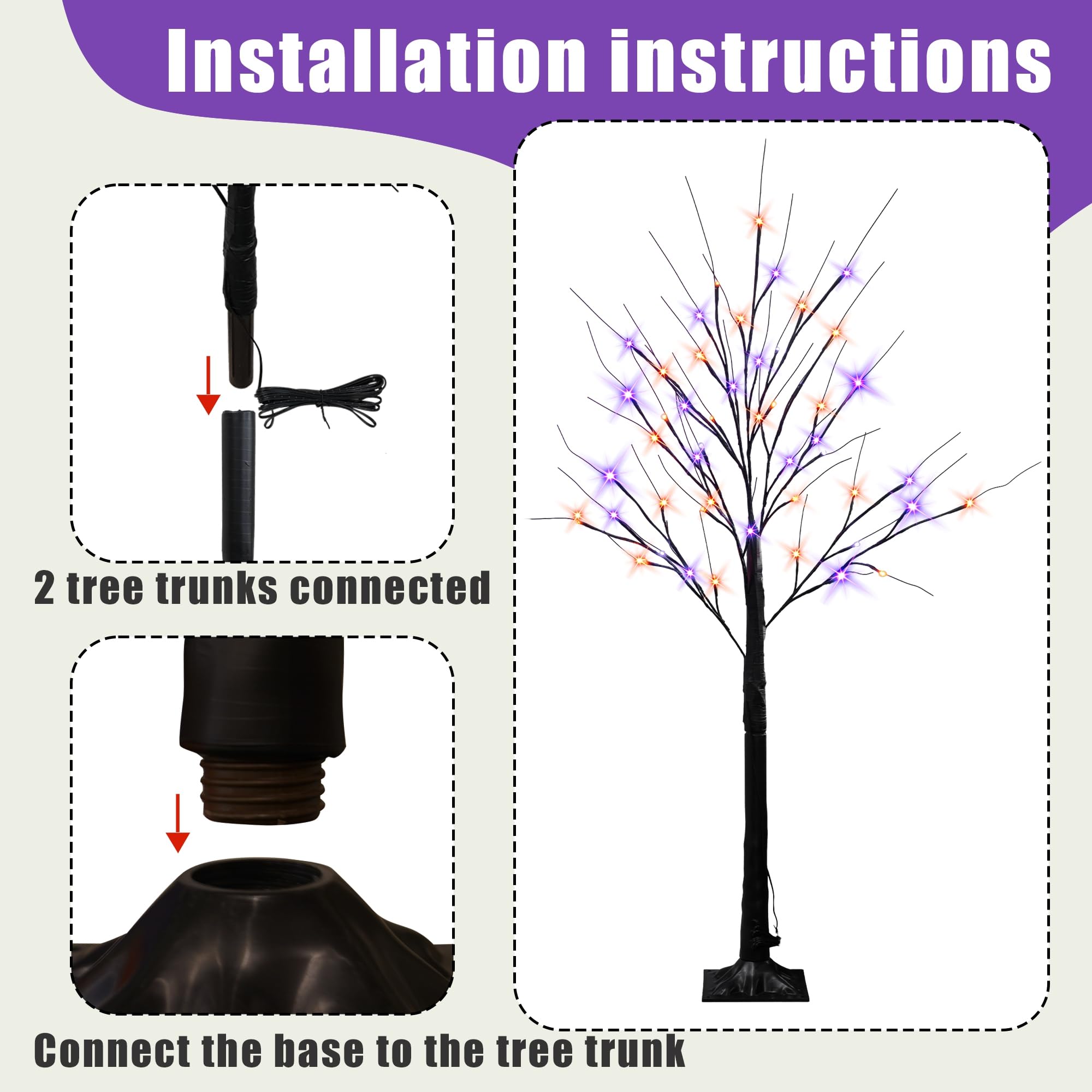 Dazzle Bright Halloween birch tree illuminated at night
