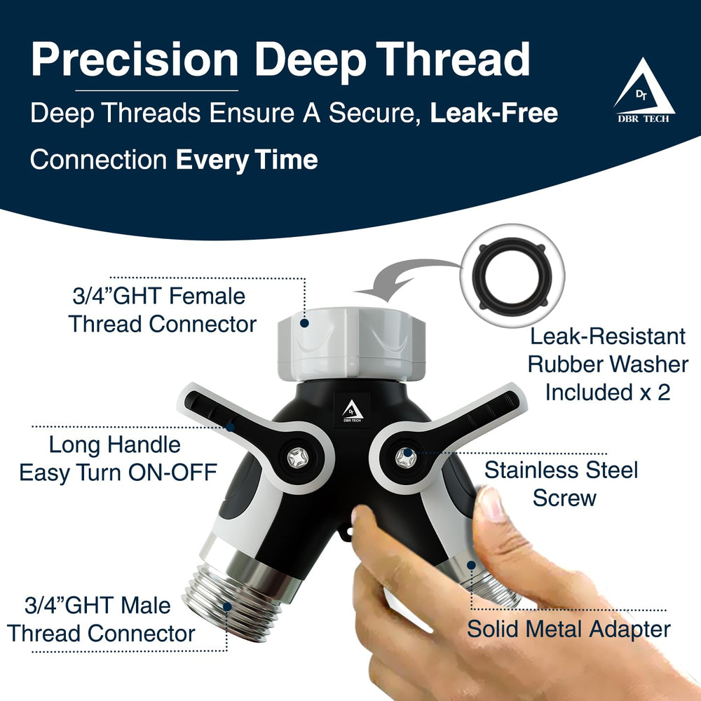 DBR Tech Hose Splitter attached to an outdoor faucet