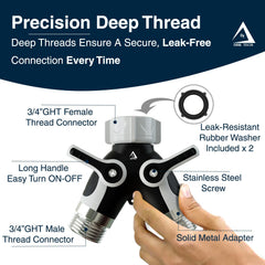 DBR Tech Hose Splitter attached to an outdoor faucet