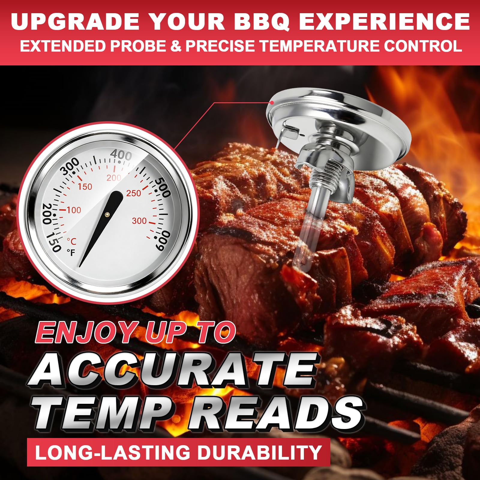 DcYourHome Grill Thermometer installed on a kettle grill
